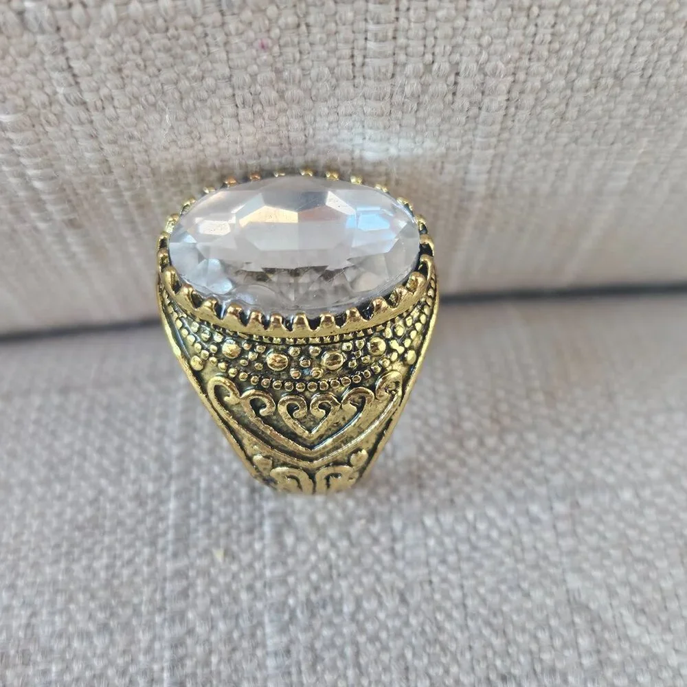 Men Rings Turkish Style Fashion Jewelry Clear Crystal Accent Turkish Zircon Ston